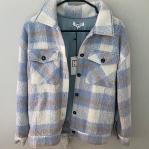 THML Blue and Tan Plaid Teddy Jacket